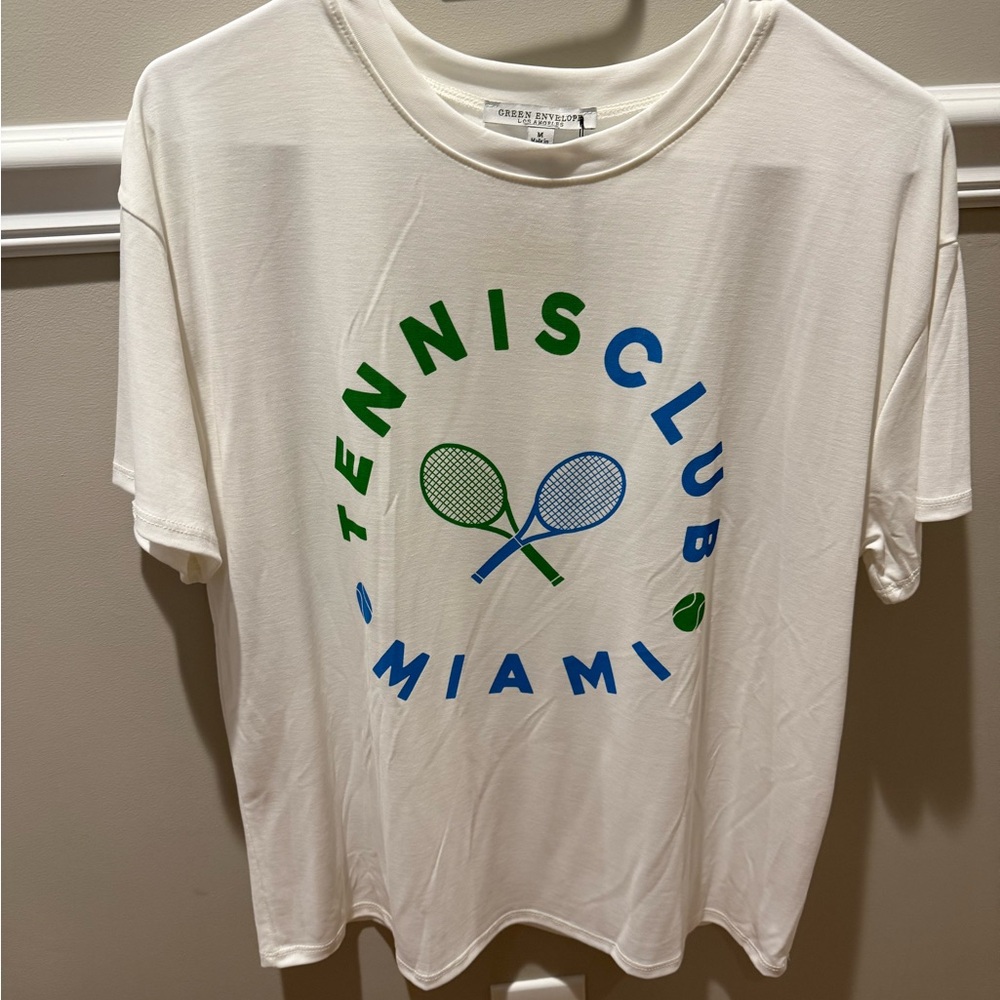Green Envelope White Graphic Tee